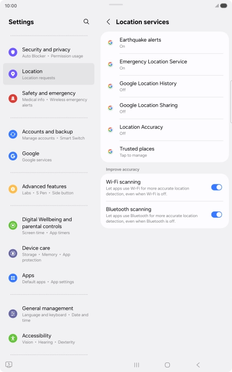 Press Location Accuracy.