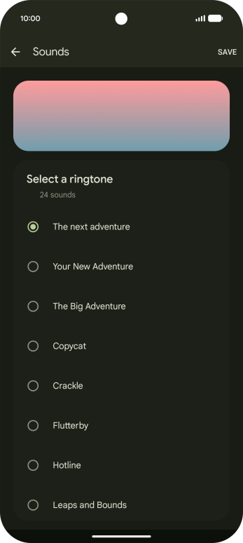 Press the different ring tones to hear them.