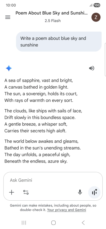 You can ask Gemini to generate a text based on your description.