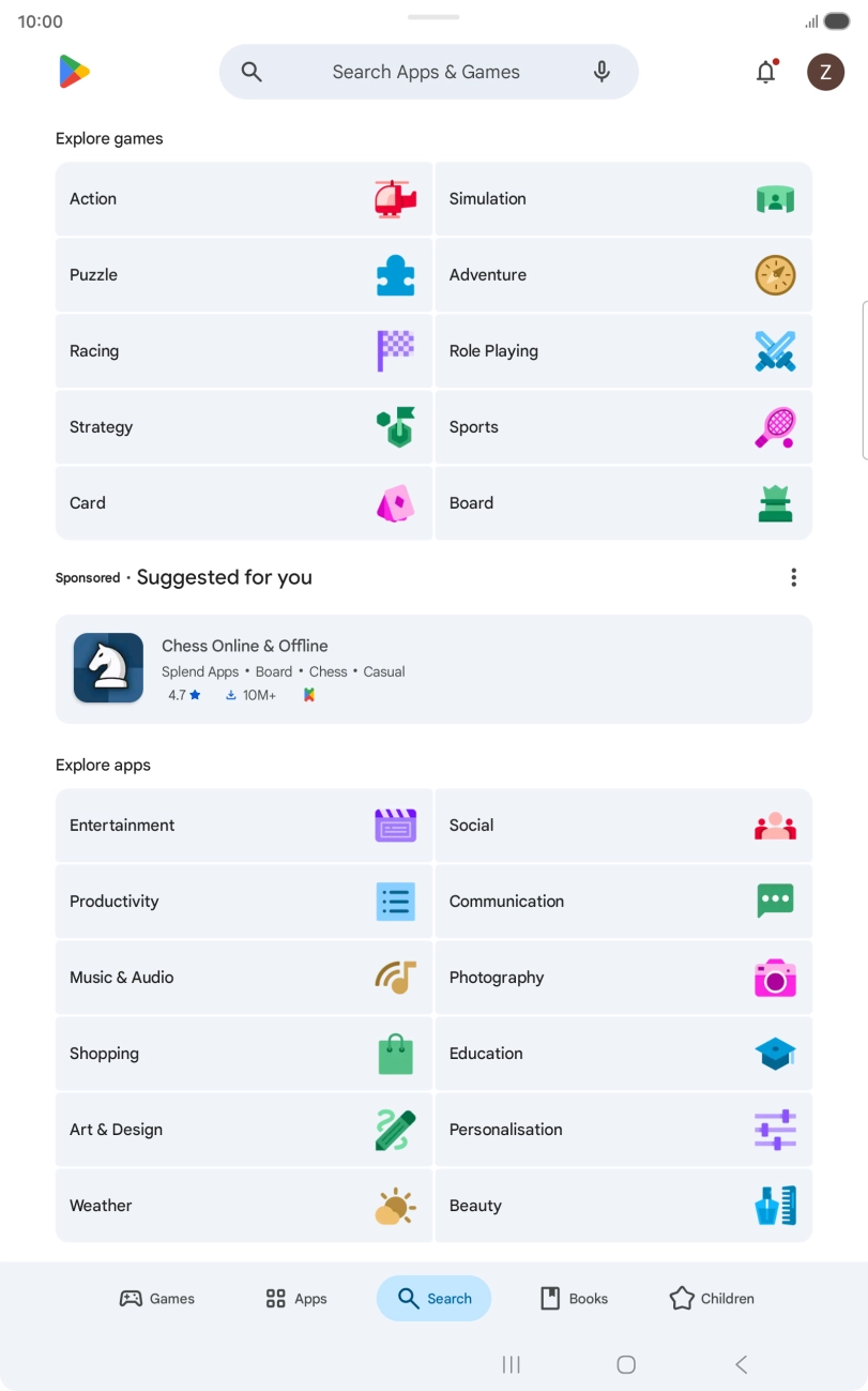 Press the search field. Press the search field.
