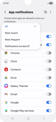 Press the required setting.