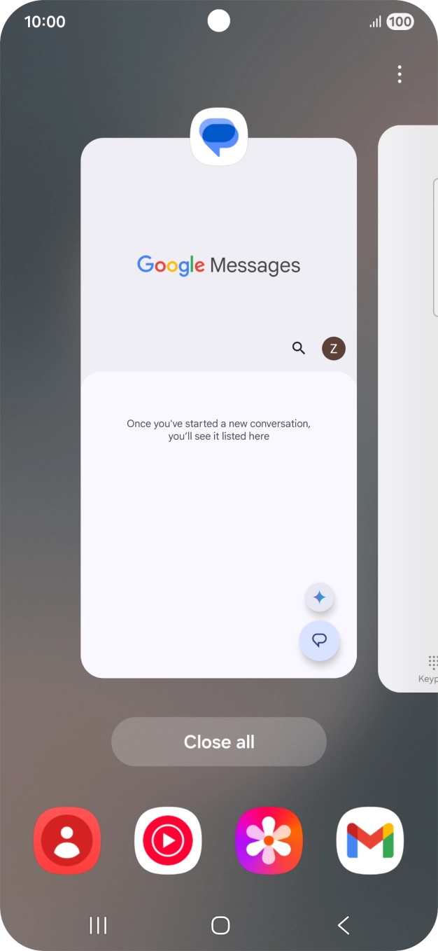 To end one running application, slide your finger upwards on the required application.