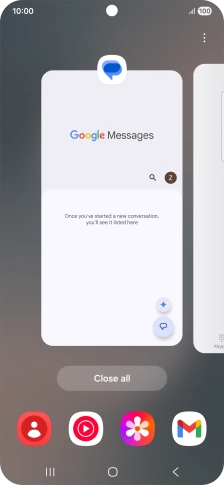 To end one running application, slide your finger upwards on the required application.