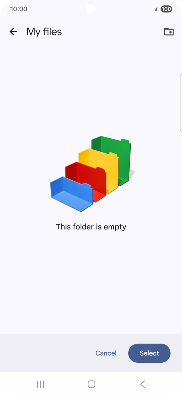 To create a new folder, press the new folder icon and follow the instructions on the screen to create a new folder.