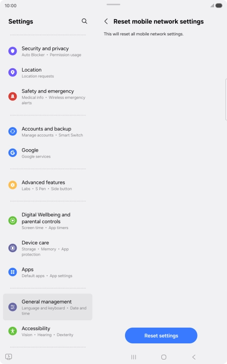 Press Reset settings.