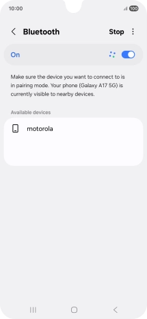 Press the required Bluetooth device and follow the instructions on the screen to pair the device with your phone.