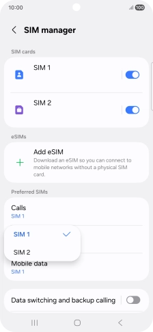 Press the required service.