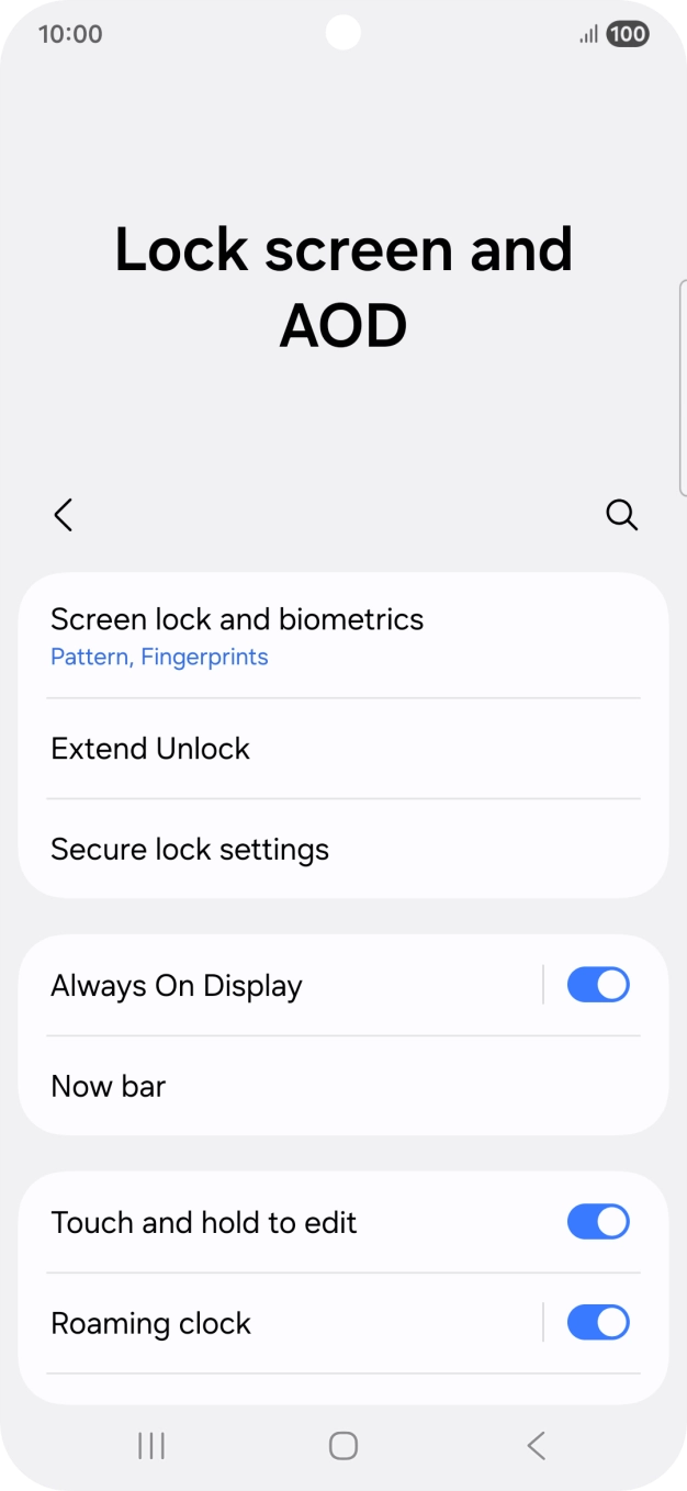 Press Screen lock and biometrics and key in the additional phone lock code you created earlier.