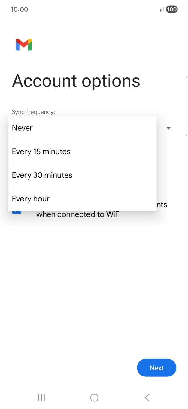 Press the required setting.