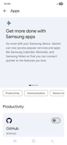 Press the indicator next to the required extension to turn on the function.