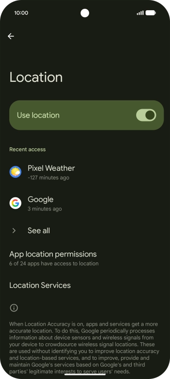 Press App location permissions. Press App location permissions.