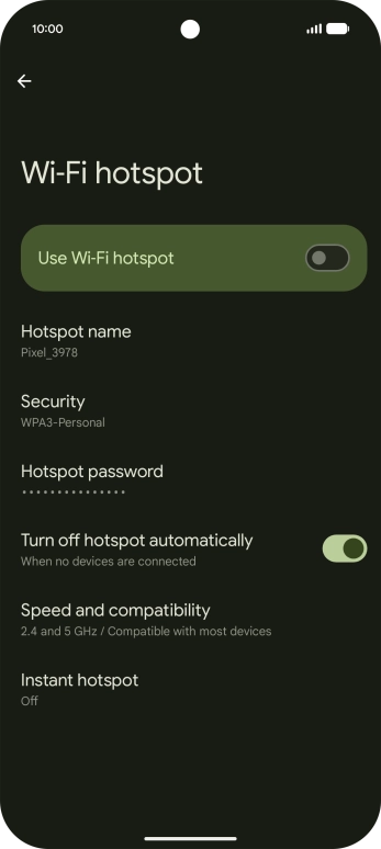 Press Hotspot password and key in the required password.