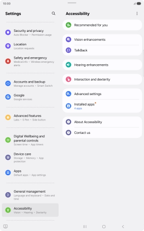 Press Vision enhancements and follow the instructions on the screen to select the required settings.