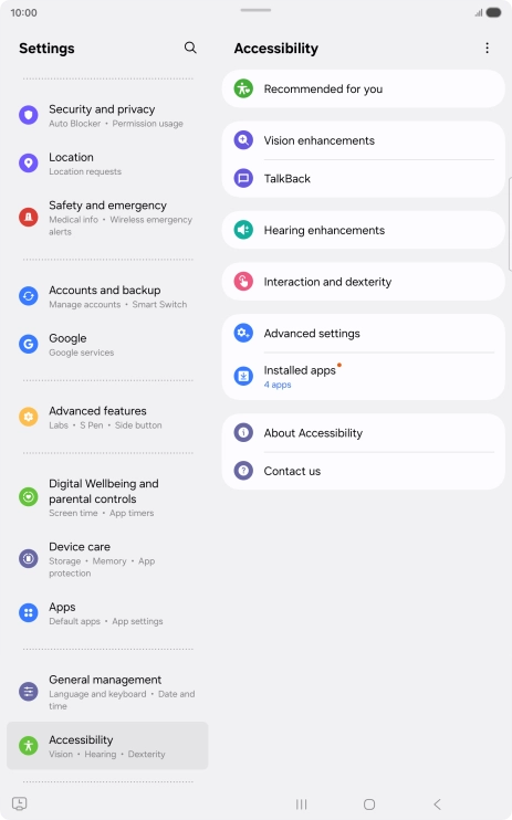 Press Vision enhancements and follow the instructions on the screen to select the required settings.