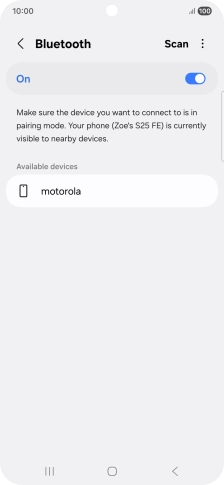 Press the required Bluetooth device and follow the instructions on the screen to pair the device with your phone.