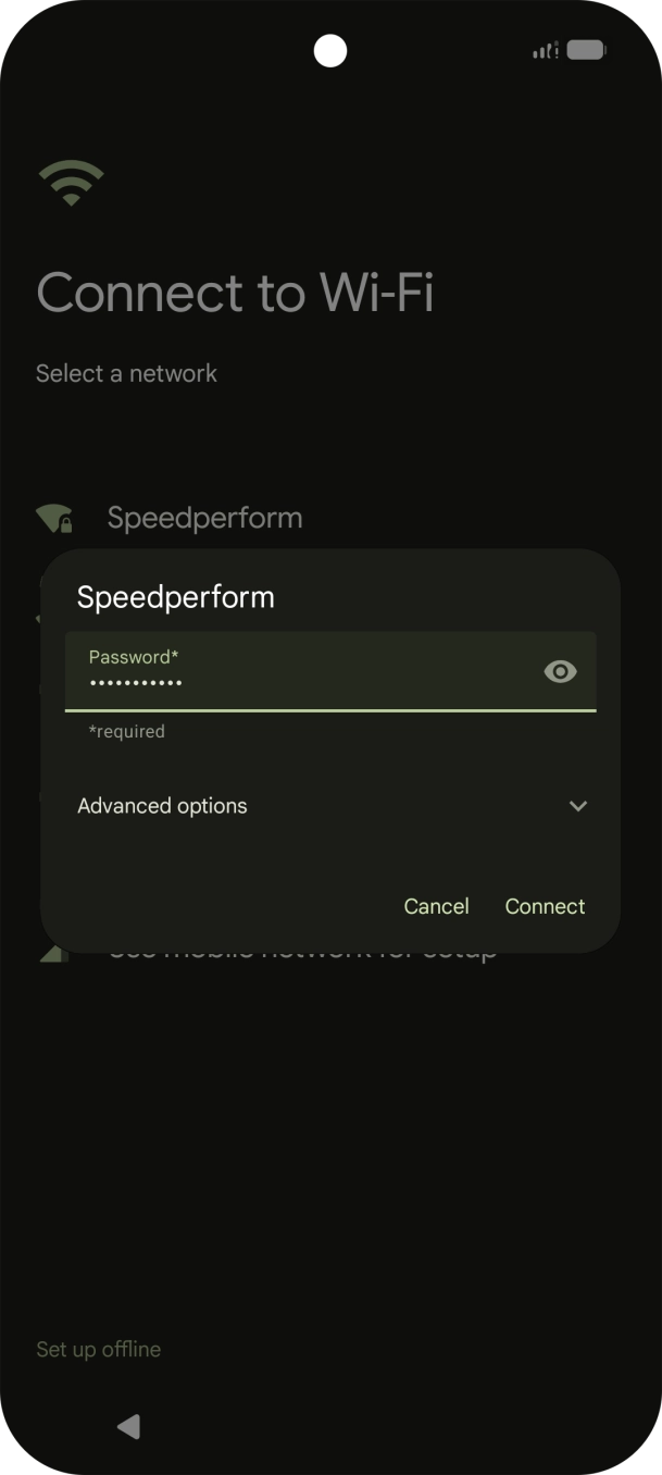 Key in the password for the WiFi network and press Connect.