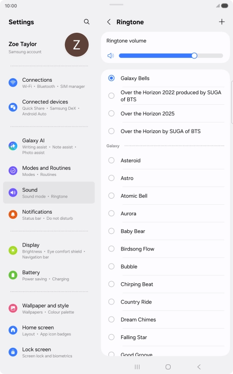 Press the different ring tones to hear them.