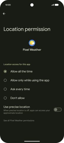 Press the required setting. Press the required setting.