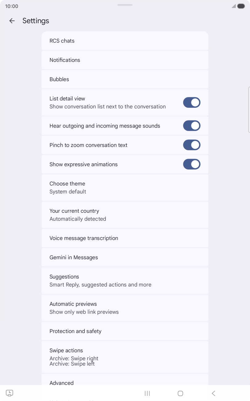 Press Gemini in Messages.