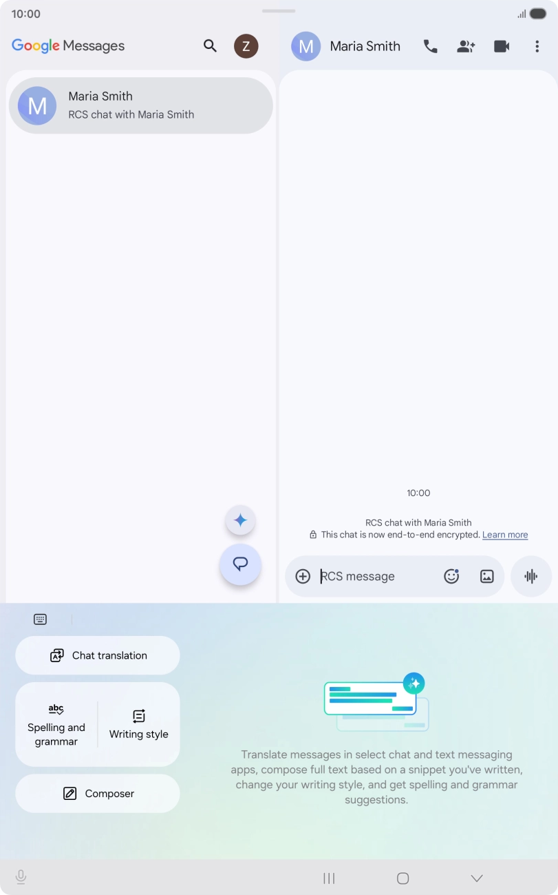 To generate a text, press Composer and follow the instructions on the screen to use the function.