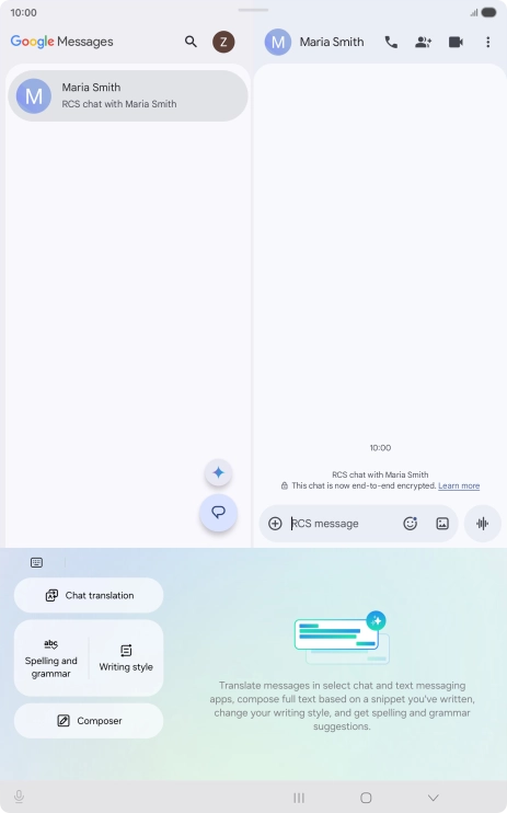 To generate a text, press Composer and follow the instructions on the screen to use the function.