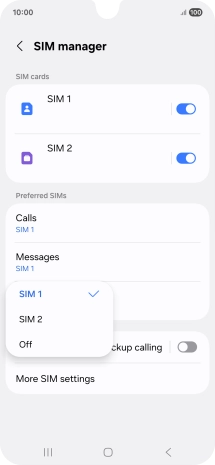 Press the required setting.