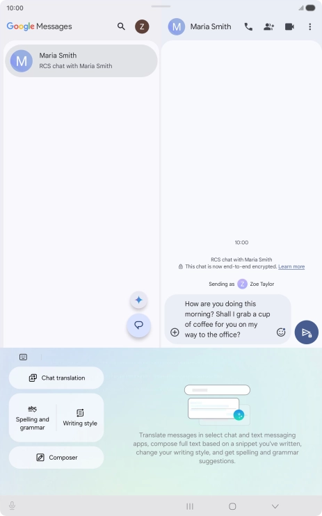 To change the writing style of your text, press Writing style and follow the instructions on the screen to use the function.