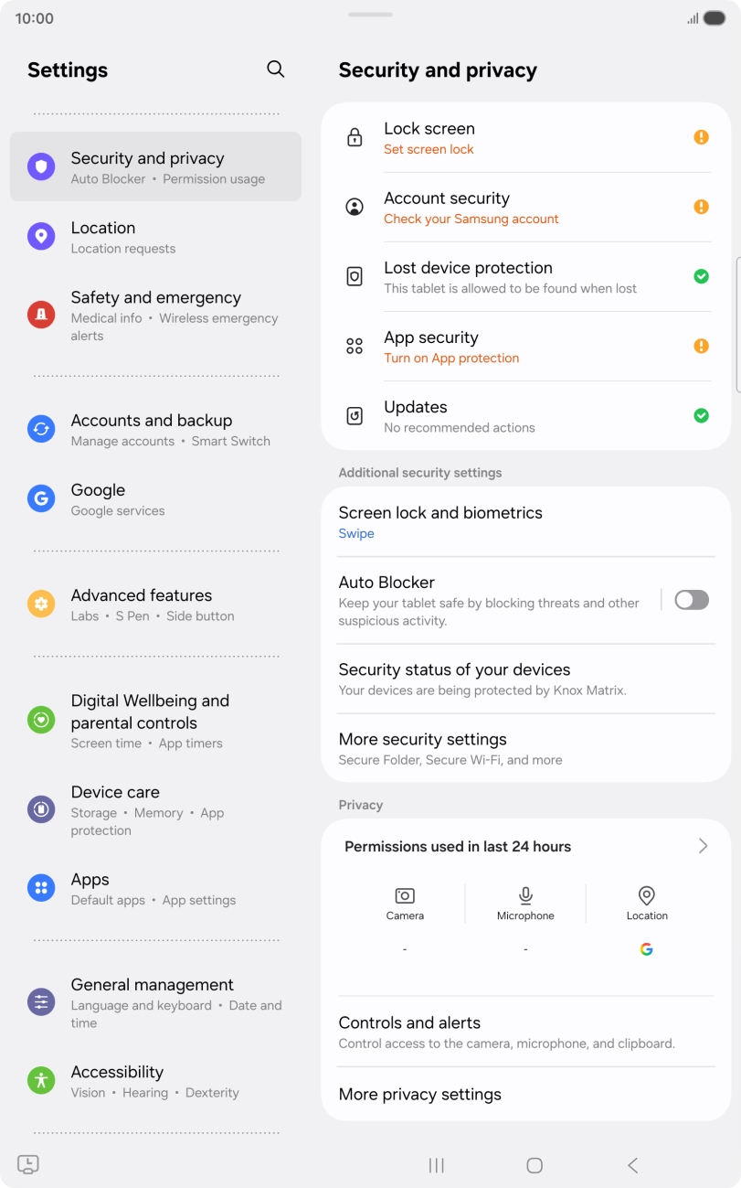 Press More security settings.