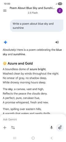You can ask Gemini to generate a text based on your description.