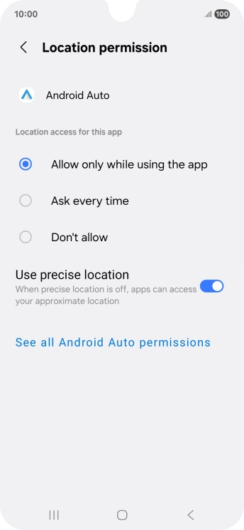 Press the required setting. Press the required setting.