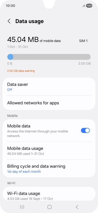 The total data usage is displayed.