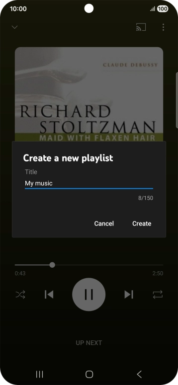 Key in a name for the playlist and press Create.