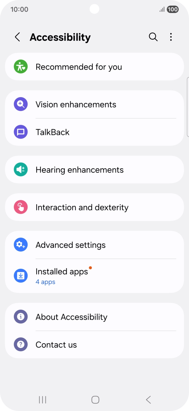 Press Vision enhancements and follow the instructions on the screen to select the required settings.