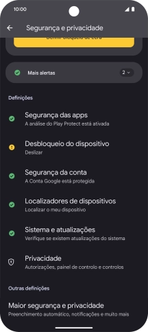 Prima Desbloqueio do dispositivo.