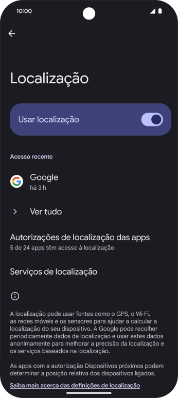 Prima Autorizações de localização das apps.