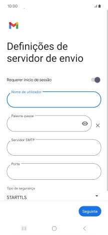 Prima Palavra-passe e introduza a password da sua conta de e-mail na Vodafone.