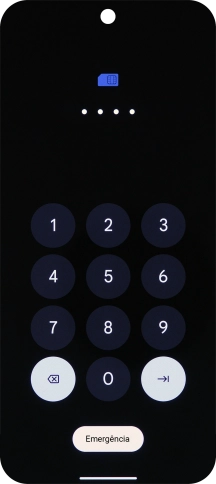Se o cartão SIM estiver bloqueado, deve introduzir o seu código PIN e premir a seta para a direita.