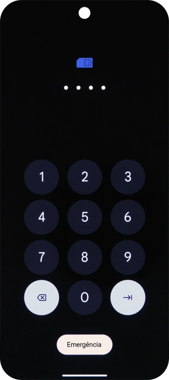 Se o cartão SIM estiver bloqueado, deve introduzir o seu código PIN e premir a seta para a direita.