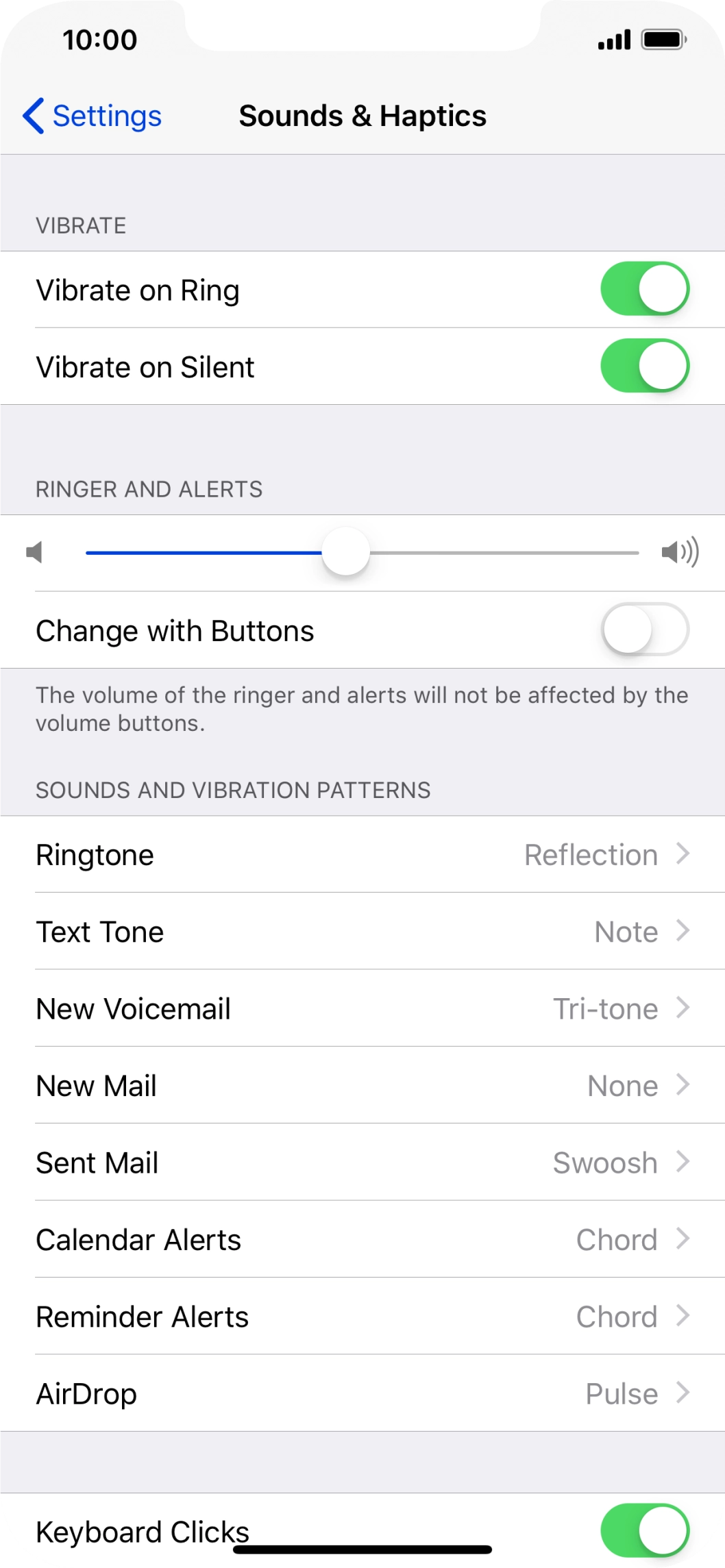 Turning vibration on my mobile phone on or off