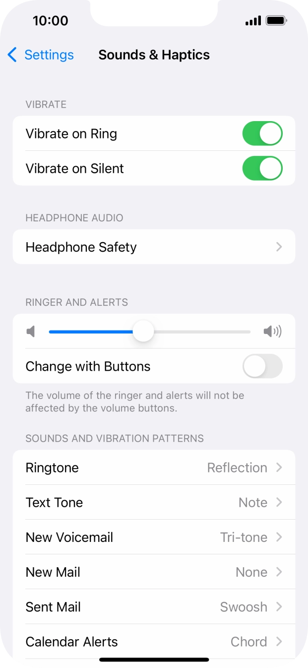 Turning vibration on my mobile phone on or off