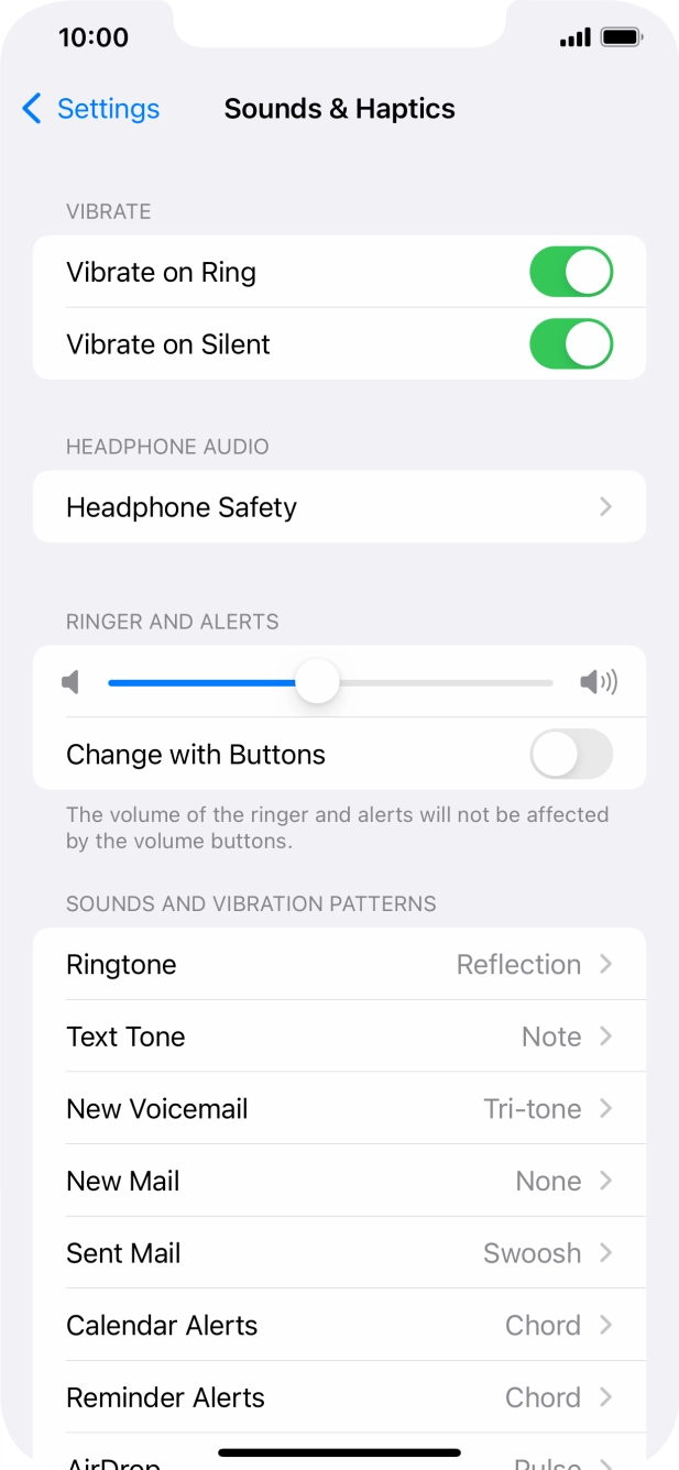 Turning vibration on my mobile phone on or off