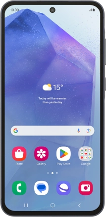 Image 1: Front view of the Samsung Galaxy A55 5G