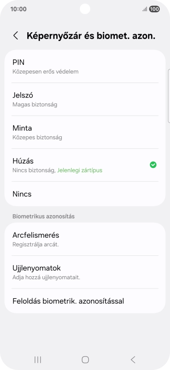 Válaszd az Ujjlenyomatok lehetőséget.