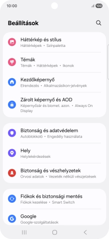 Válaszd a Fiókok és biztonsági mentés lehetőséget.