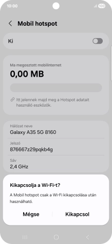 Amennyiben be van kapcsolva a Wi-Fi, válaszd a Kikapcsol lehetőséget.
