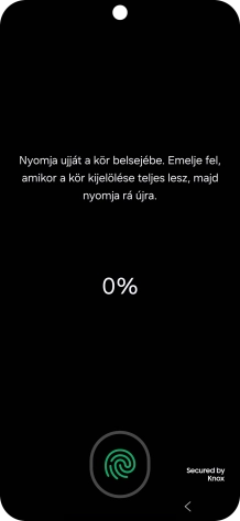 Kövesd a kijelzőn megjelenő utasításokat képernyőzár létrehozásához ujjlenyomattal.