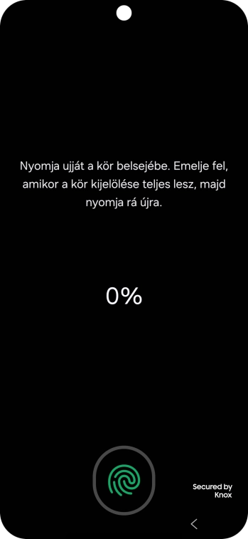Kövesd a kijelzőn megjelenő utasításokat képernyőzár létrehozásához ujjlenyomattal.