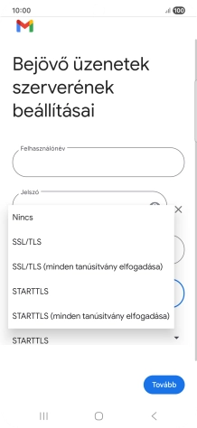 Válaszd az SSL/TLS lehetőséget.