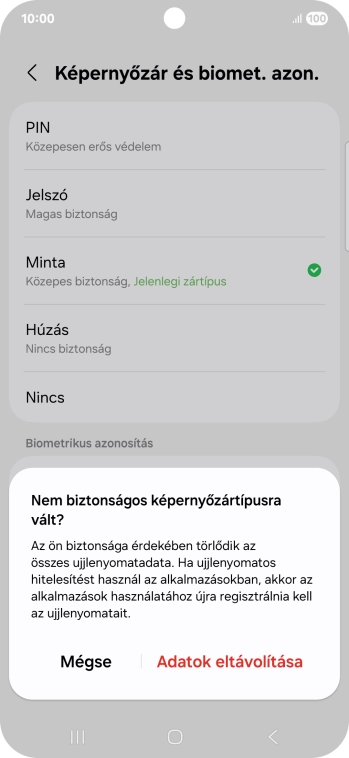 Válaszd az Adatok eltávolítása lehetőséget.