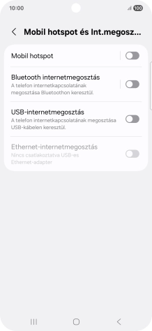 Válaszd a Mobil hotspot lehetőséget.